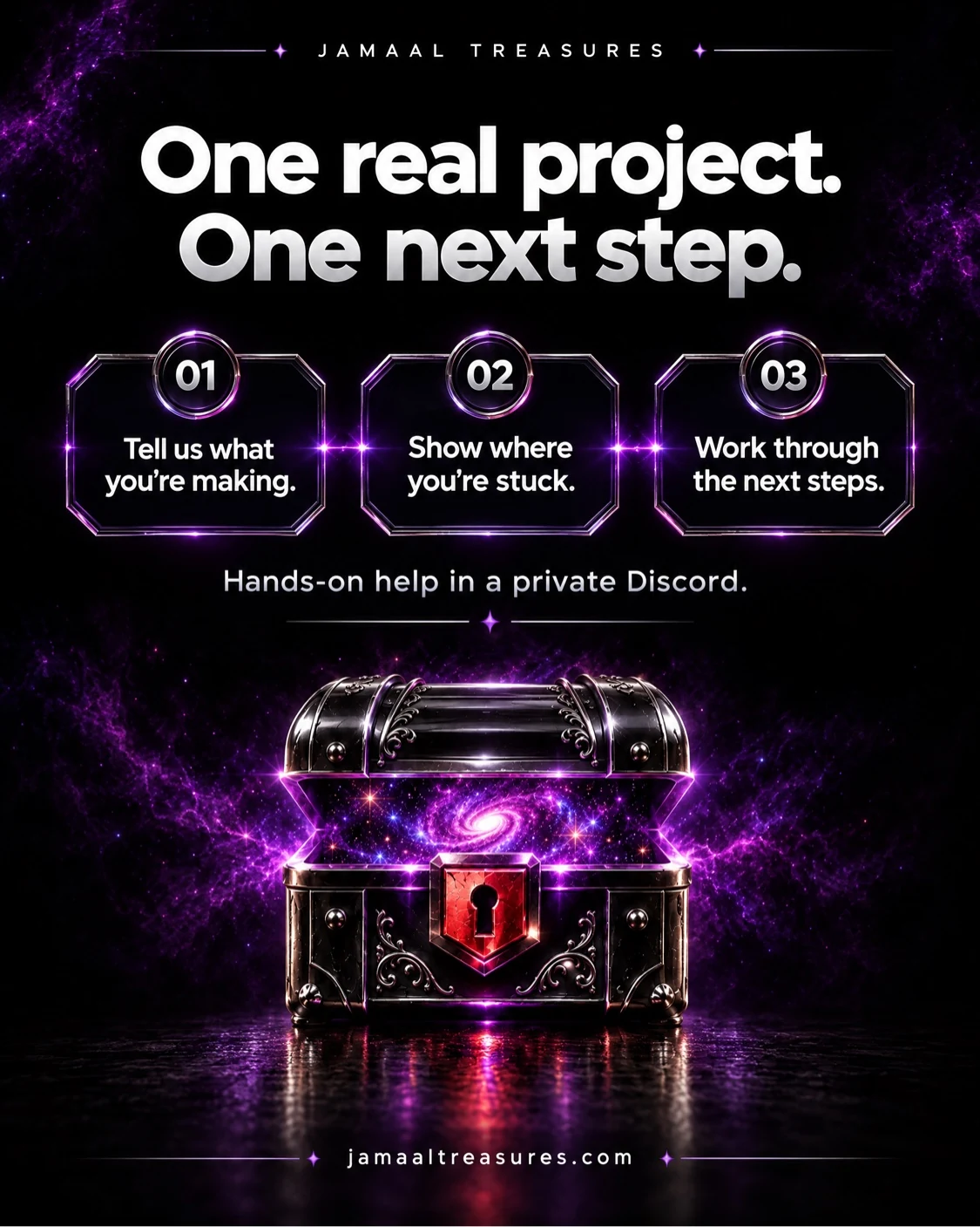One real project. One next step. Hands-on help in a private Discord.