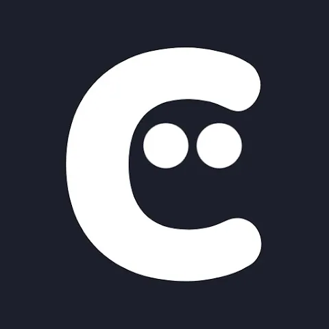 The Character AI app icon, a white rounded letter C with two dots on a dark background