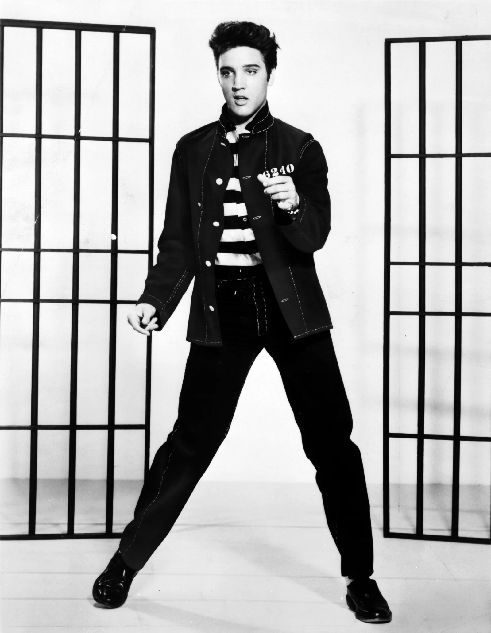 Elvis Presley in a 1957 publicity photo for the film Jailhouse Rock