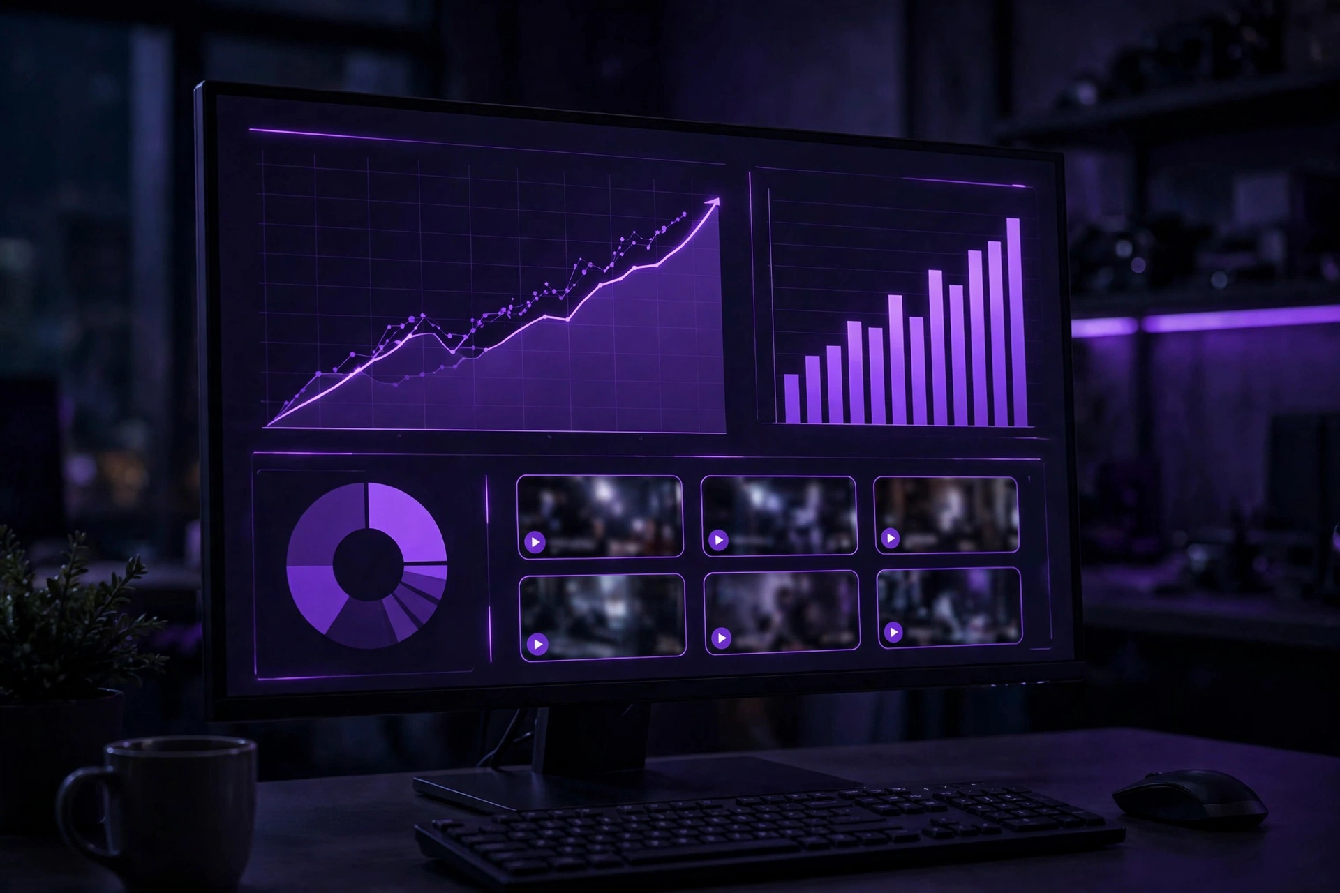 Product analytics dashboard with charts and session replays