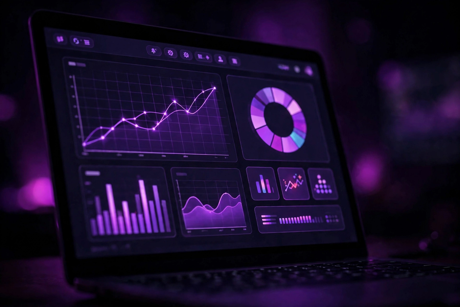 Email marketing dashboard with subscriber graphs on a laptop