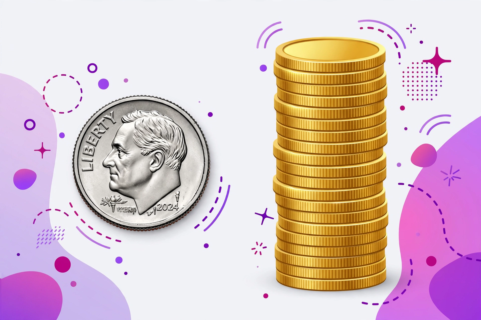 Infographic comparing AI model costs: a single dime versus a tall stack of coins