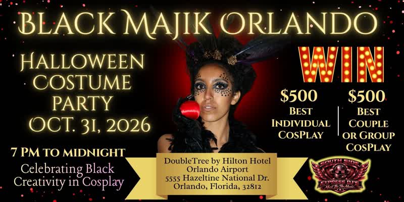 Black Majik Orlando Halloween flyer, DoubleTree by Hilton Orlando Airport