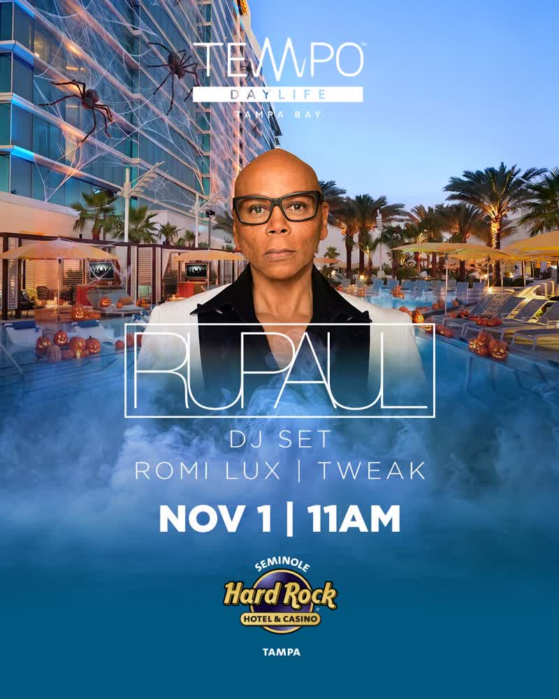 RuPaul DJ set flyer, Tempo Daylife Tampa