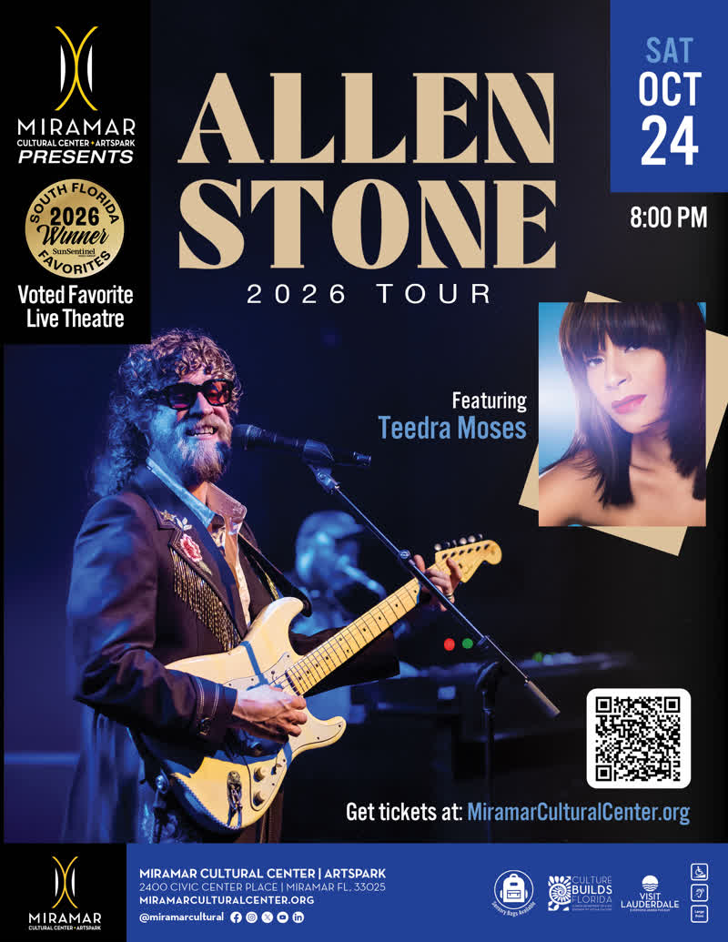 Allen Stone and Teedra Moses flyer, Miramar Cultural Center