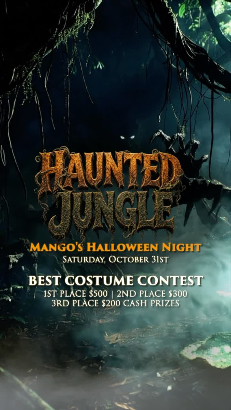 Haunted Jungle Halloween flyer, Mangos Tropical Cafe Miami Beach