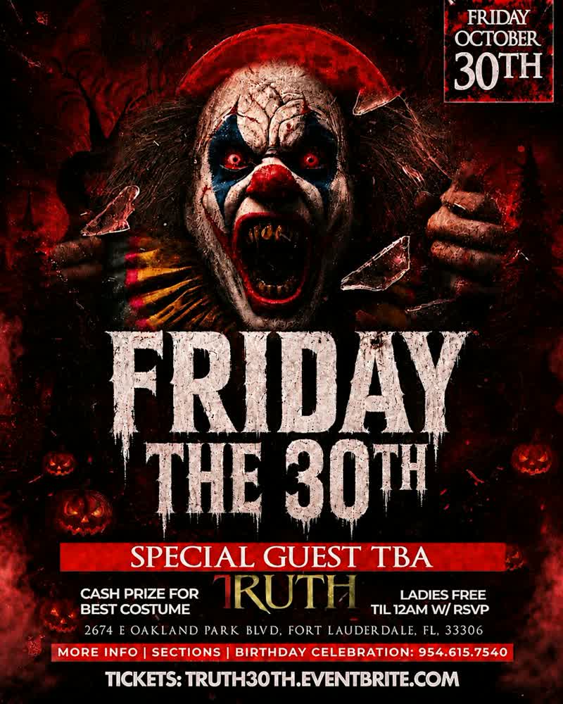 HallowScream Friday The 30th flyer, Truth, Fort Lauderdale