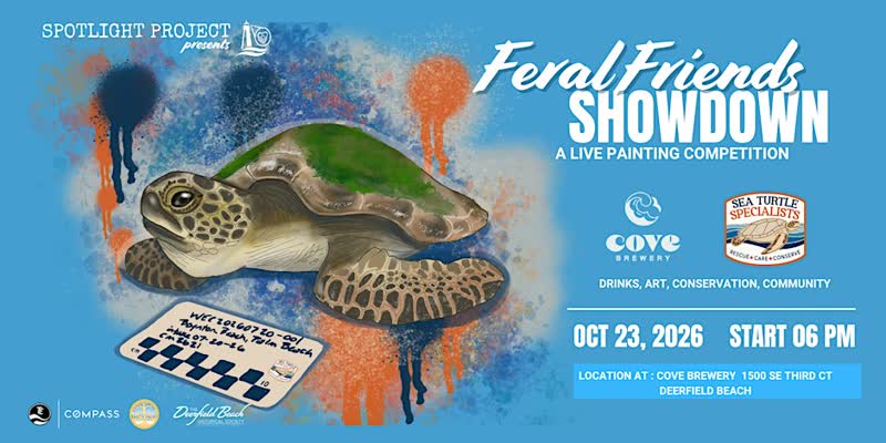 Feral Friends Showdown live painting competition flyer, Cove Brewery, Deerfield Beach