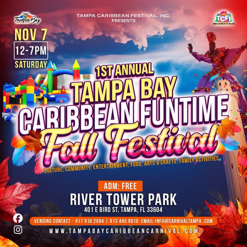 Tampa Bay Caribbean Fall Festival flyer, River Tower Park, Tampa