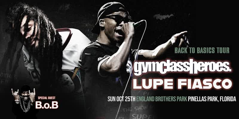 gymclassheroes and Lupe Fiasco Back To Basics Tour event flyer