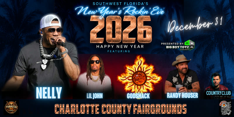 Southwest Florida New Year's Rockin' Eve flyer, Charlotte County Fairgrounds Port Charlotte