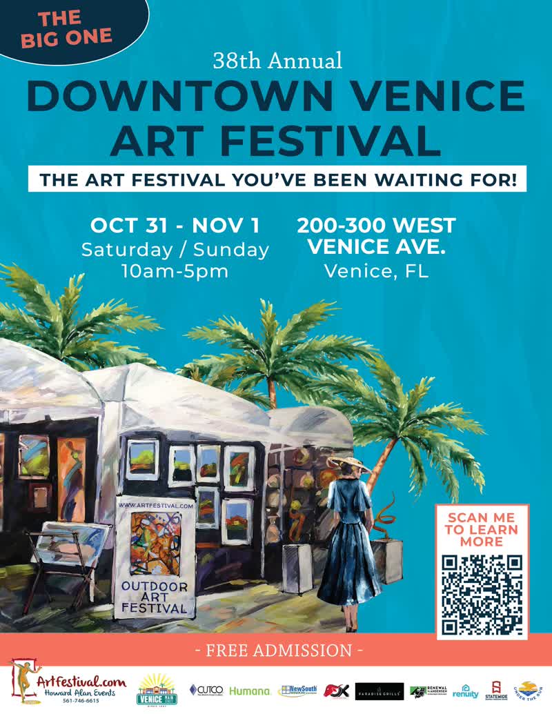 38th Annual Downtown Venice Art Festival flyer, West Venice Avenue Venice