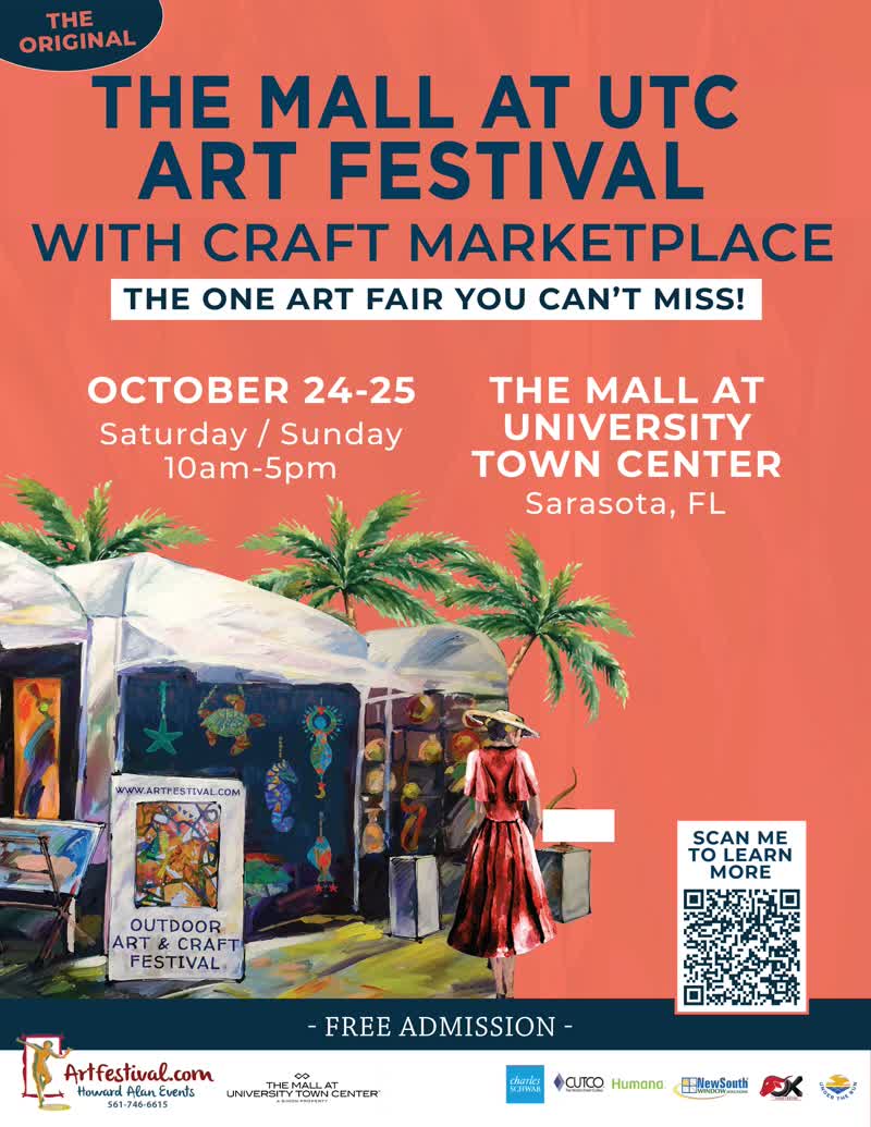 The Mall at UTC Art Festival with Craft Marketplace flyer, University Town Center Sarasota