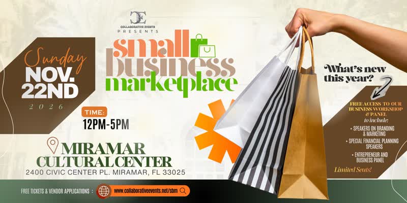 Small Business Marketplace flyer, Miramar Cultural Center Miramar