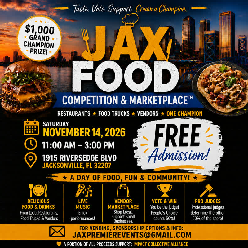 JAX Food Competition and Marketplace event flyer