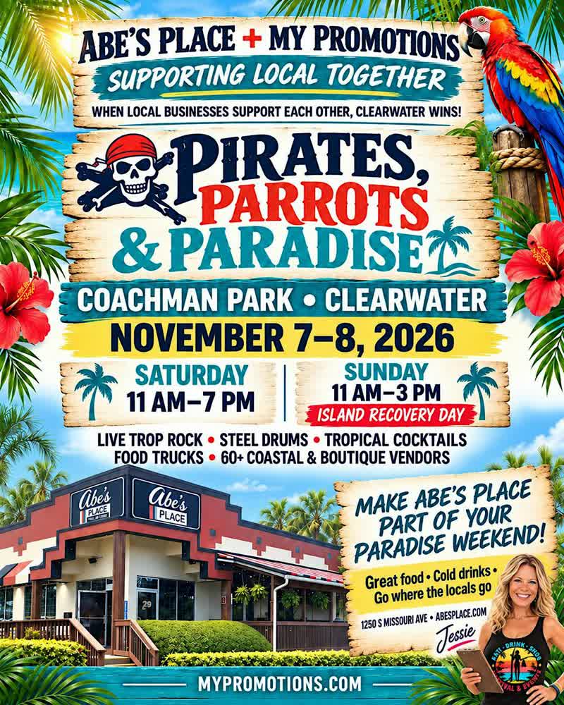 Pirates, Parrots, & Paradise event flyer
