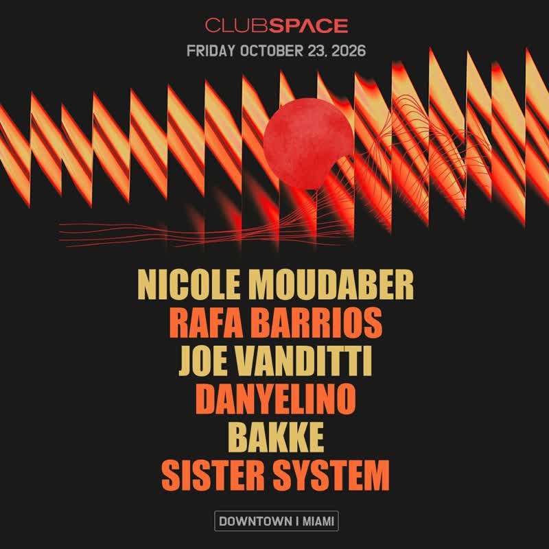 Nicole Moudaber at Club Space event flyer