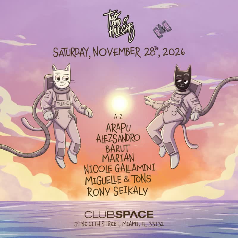 Two and a Half Cats at Club Space event flyer
