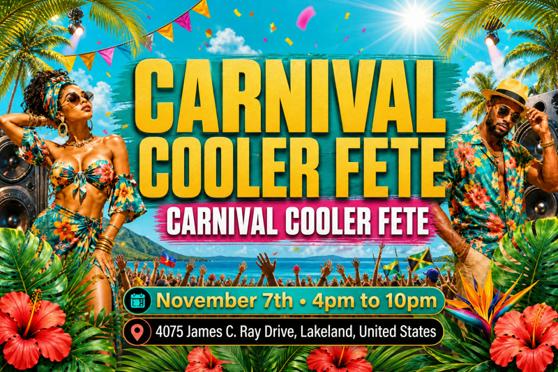 Carnival Cooler Fete flyer, SUN n FUN Lakeland Airpark Lakeland