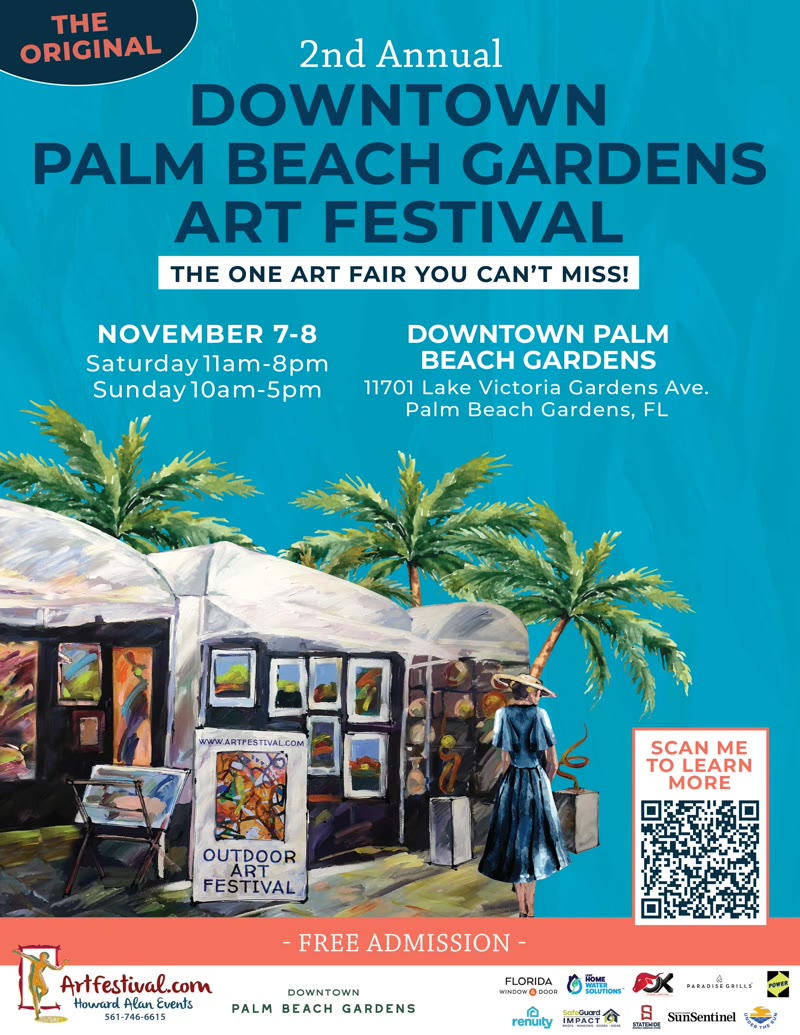 2nd Annual Downtown Palm Beach Gardens Art Festival flyer, 11701 Lake Victoria Gardens Ave Palm Beach Gardens