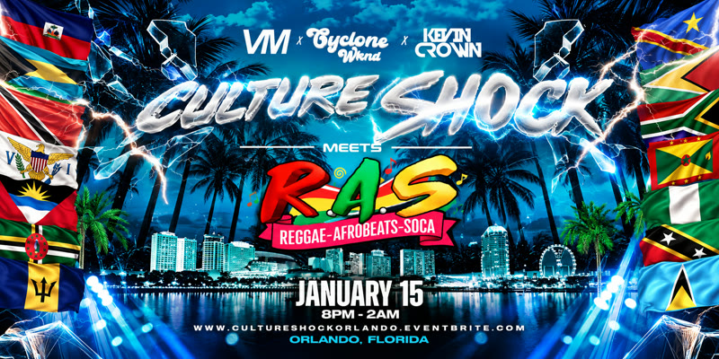 Culture Shock Reggae Afrobeats Soca flyer, Fuego Night Club Orlando