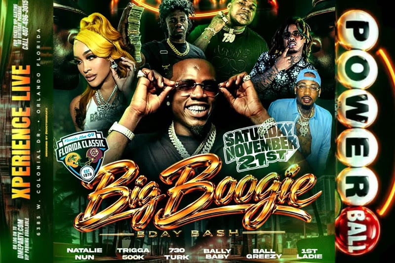 Power Ball 2026 flyer for Big Boogie Bday Bash at Xperience Live in Orlando on November 21