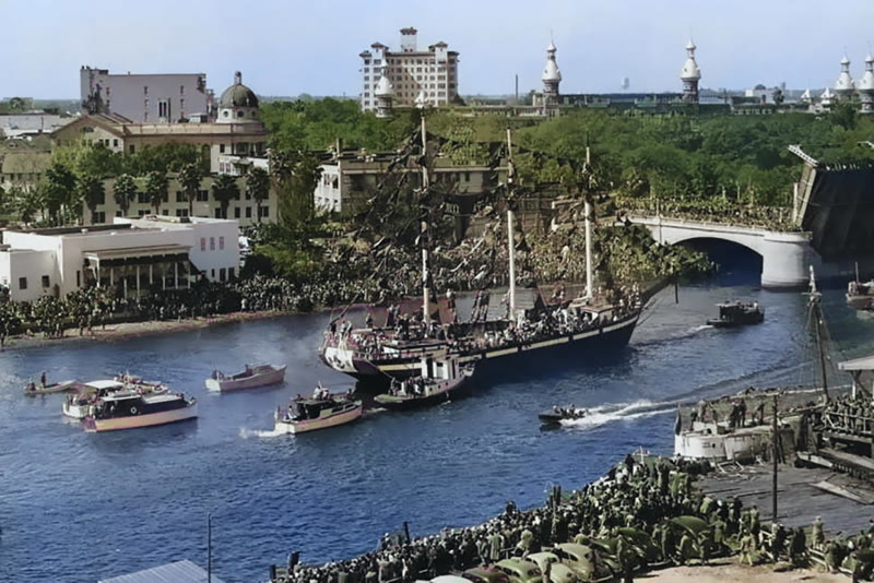Gasparilla Pirate Fest pirate ship invasion in Tampa