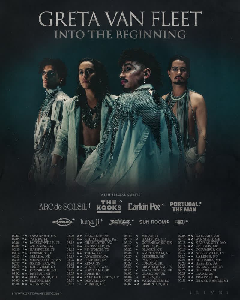 Greta Van Fleet Into The Beginning Tour flyer, VyStar Veterans Memorial Arena Jacksonville