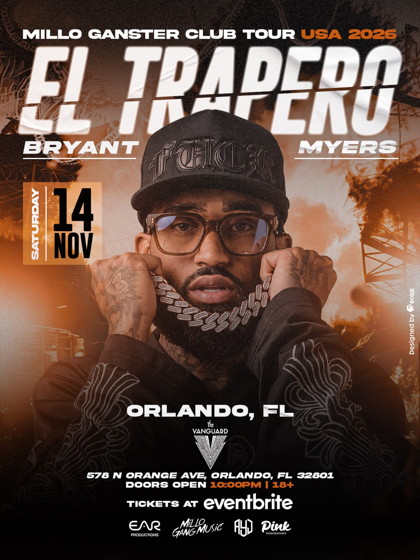 Bryant Myers Millo Gangster Club Tour event flyer