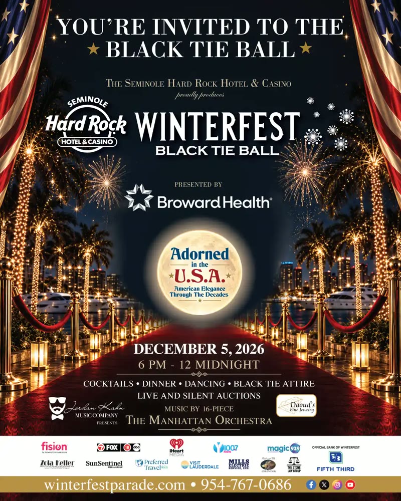 Seminole Hard Rock Winterfest Black Tie Ball official 2026 invitation, Hollywood