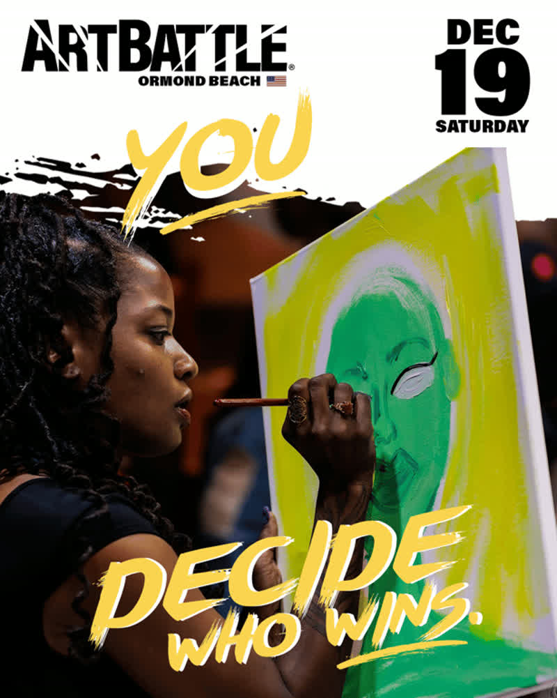 Art Battle Ormond Beach live painting competition flyer, Ormond Brewing, Ormond Beach