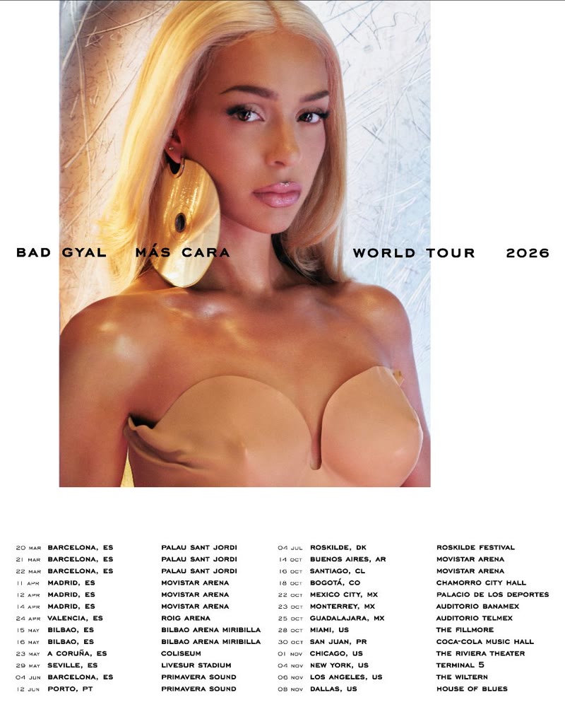 Bad Gyal Más Cara World Tour Miami Beach event flyer