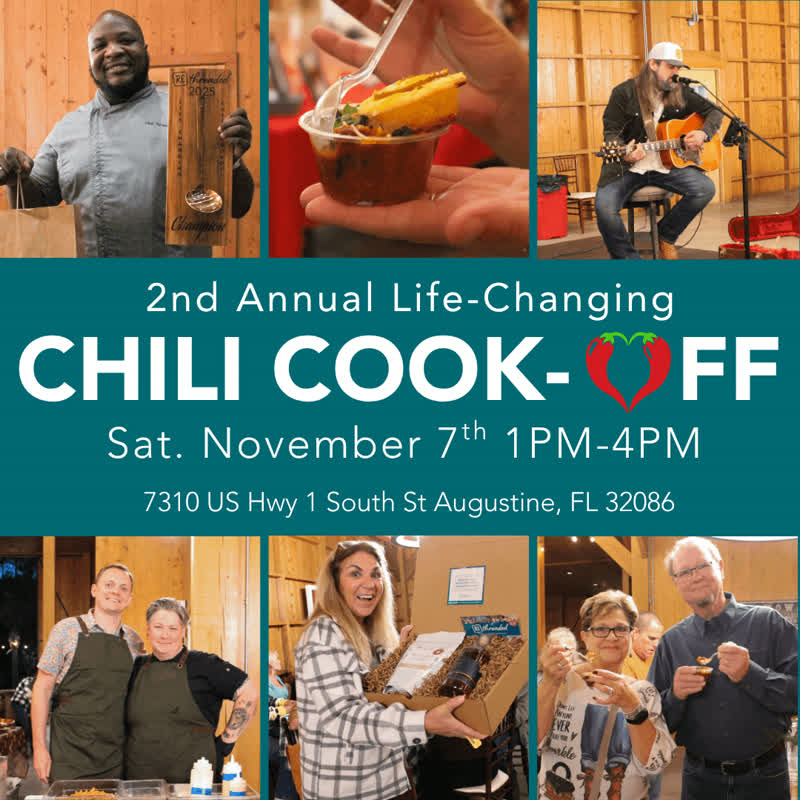 2nd Annual Life Changing Chili Cook Off flyer, Tringali Barn, St. Augustine