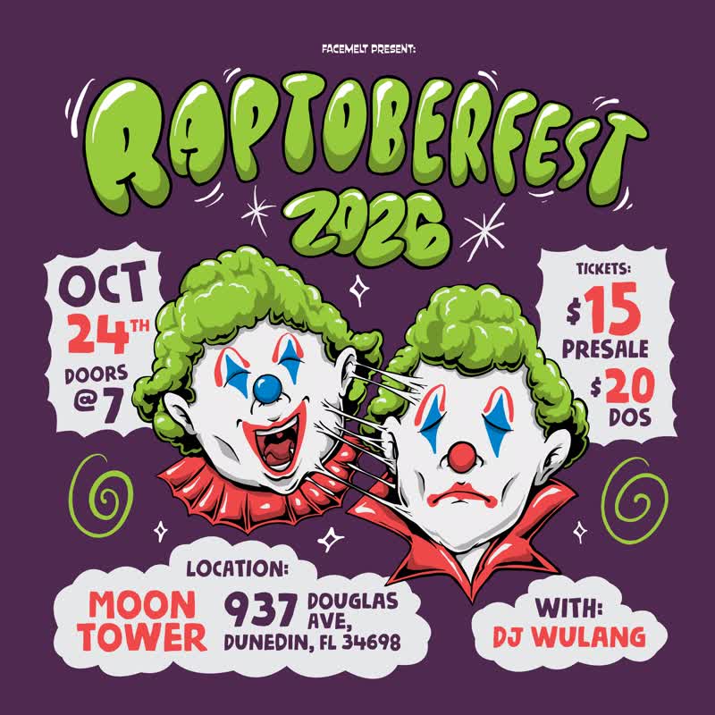 RAPTOBERFEST 2026 hip hop show flyer, Dunedin Brewery