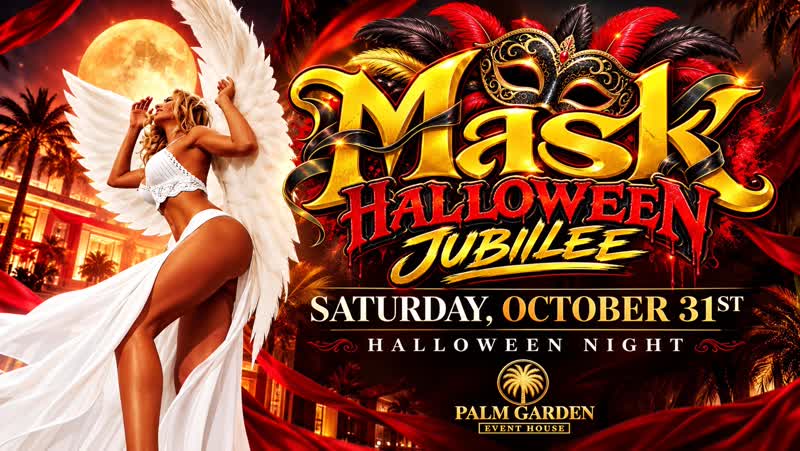 Mask Halloween Costume Jubilee flyer, Palm Garden Event House Fort Lauderdale